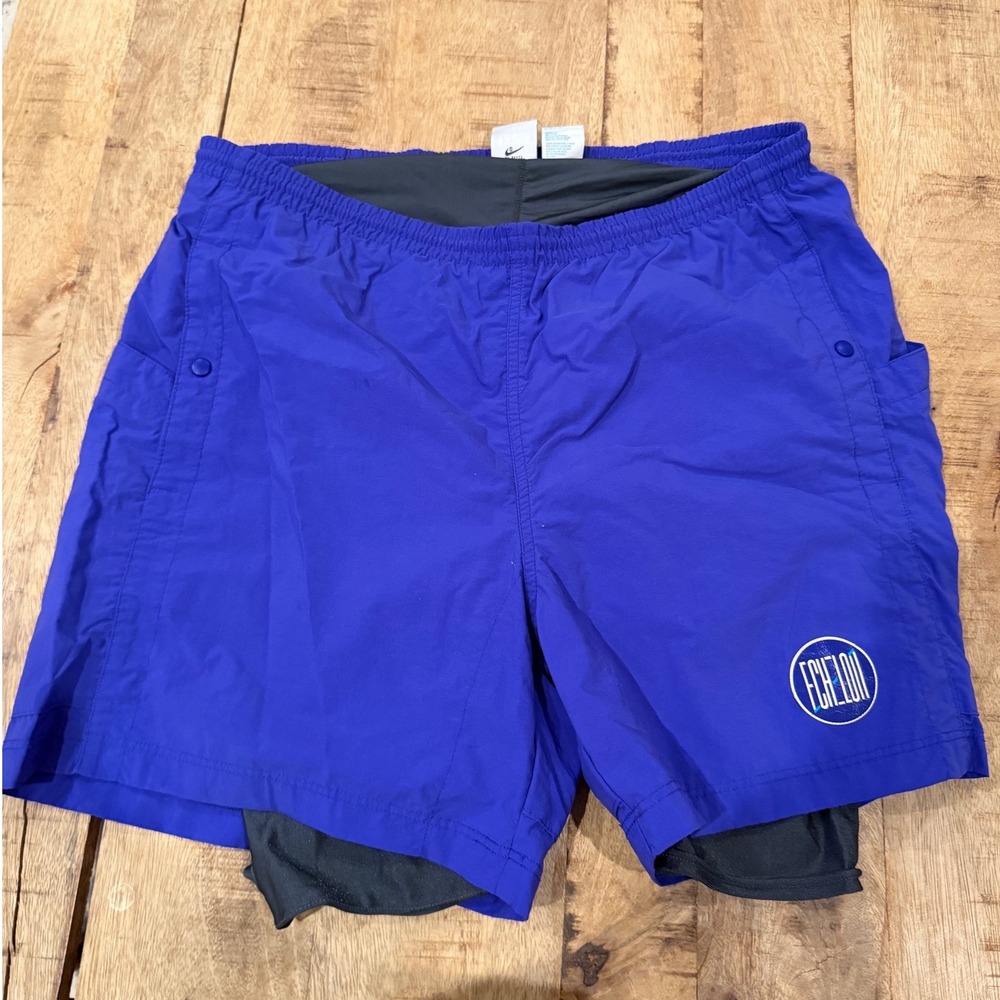 Vintage Nike Echelon Cycling Shorts Mens Large Blue Padded Liner 2-in-1